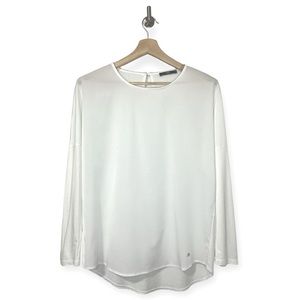 Brax Feel Good White Sparkle Neck Long Sleeve T Shirt Blouse Size 36 Small